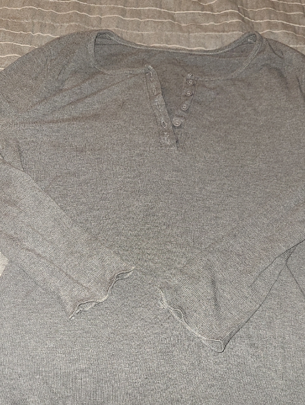 Cozy Gray Henley Knit Top